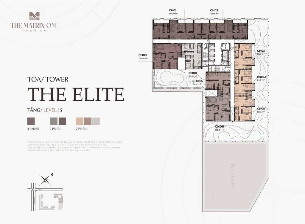 Mặt bằng The Matrix One Premium - Chủ đầu tư MIK Group 8 Mặt bằng điển hình Tầng 5 - Tòa The Elite